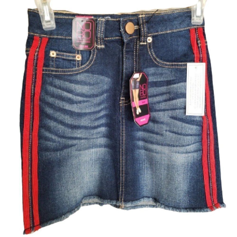 Women's Jean Skirt Size 1 Mid Rise Fray Hem Classic Soft Fabric Jean Skirt NWT
